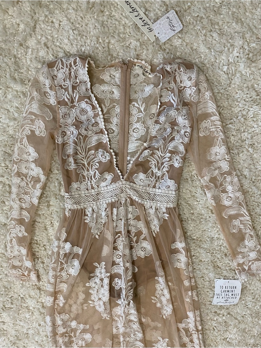 For Love & Lemons Temecula Maxi Dress with White Floral Lace - Picture 4 of 6